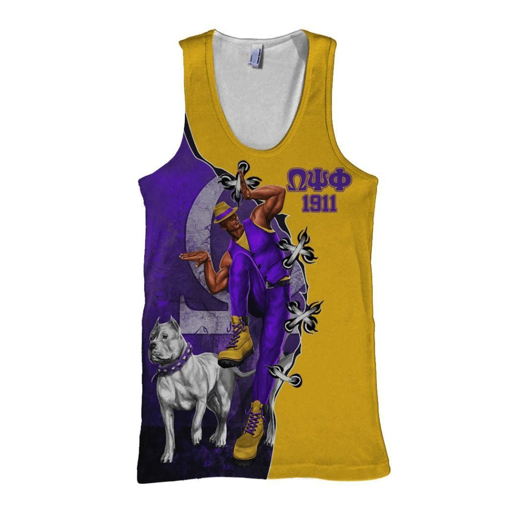 Wonderprint Tank Top  Ques Men Bulldog Omega Psi Phi Tank Top