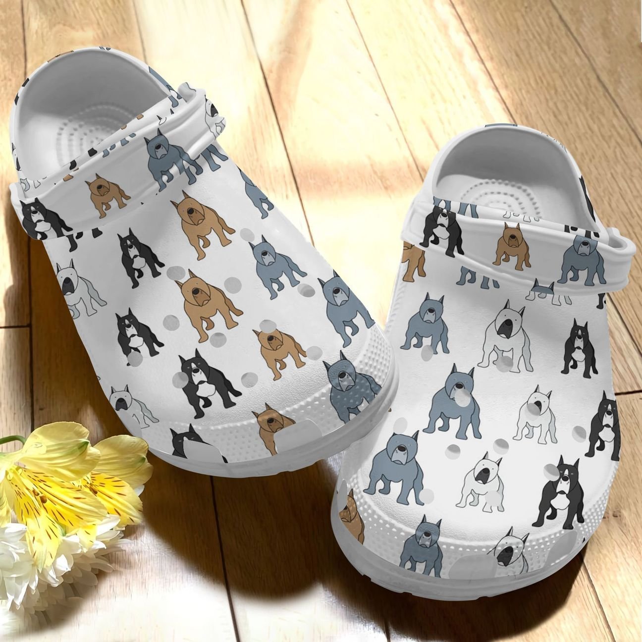 Pitbull Personalize Clog, Custom Name, Text, Fashion Style For Women, Men, Kid, Print 3D Whitesole Pattern 3