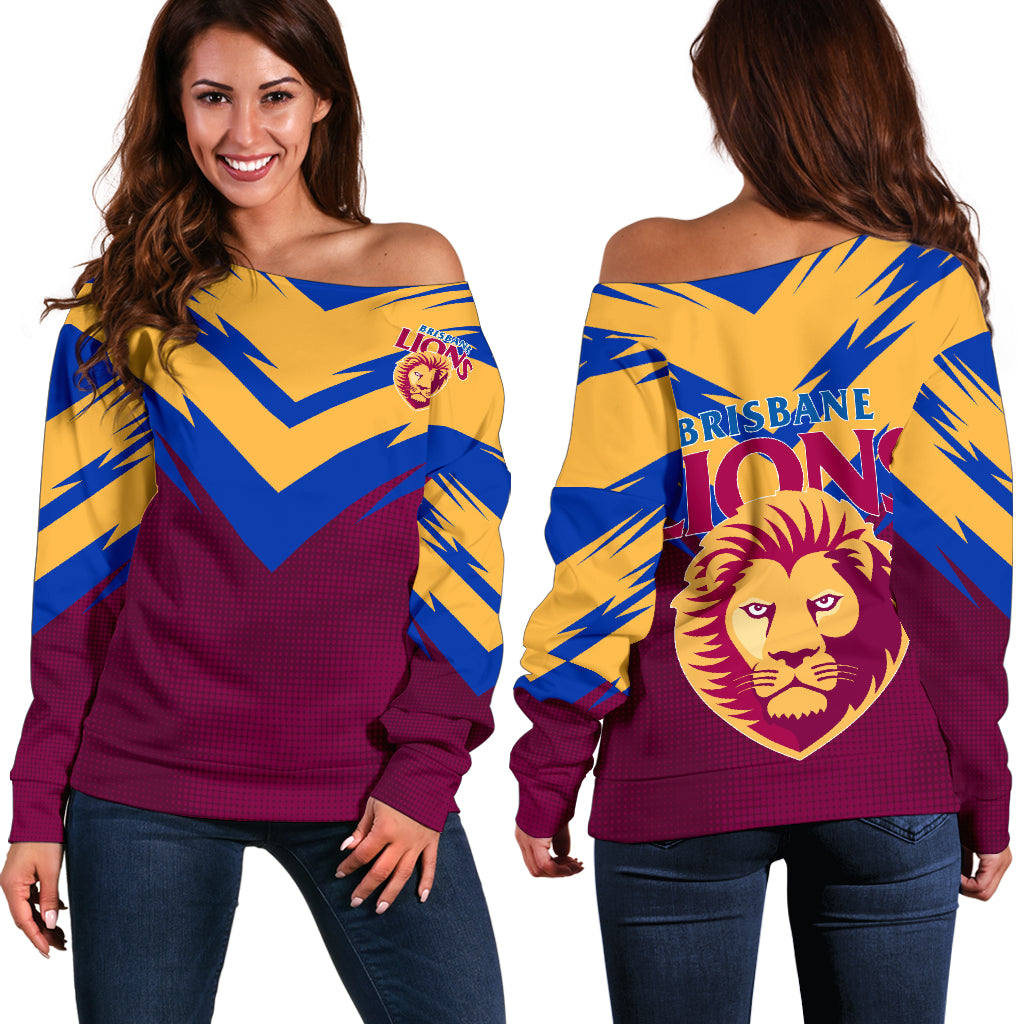 The Brisbane Lions Football Club Off Shoulder Sweater A25