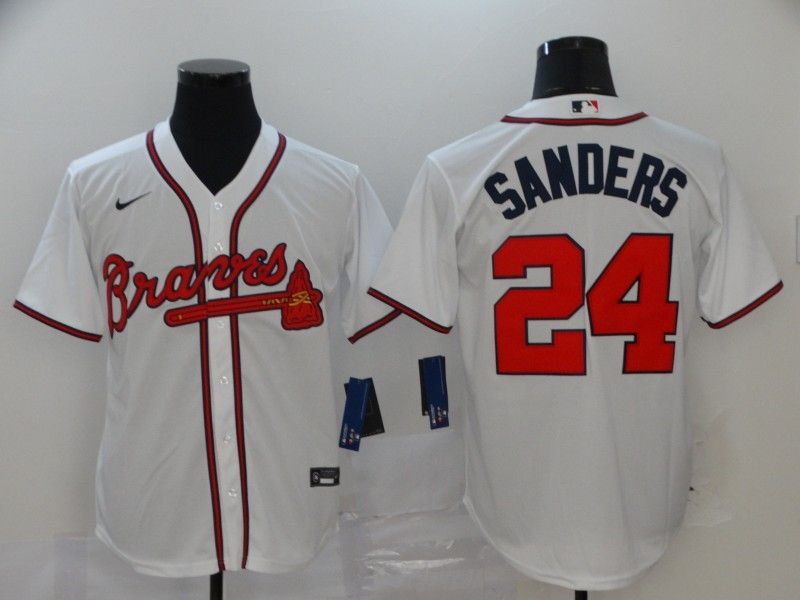 Atlanta Braves Deion Sanders #24 2020 MLB White Jersey