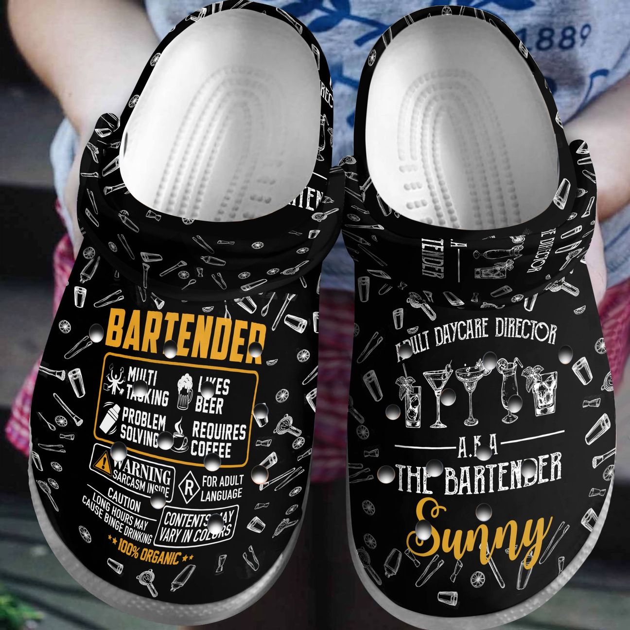 Bartender Personalized Clog, Custom Name, Text, Color, Number Fashion Style For Women, Men, Kid, Print 3D Bartender Facts