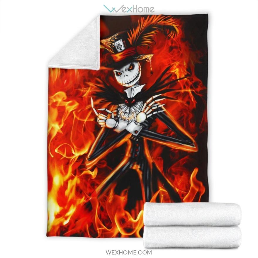 Jack Skellington In Fire The Nightmare Before Christmas Premium Blanket