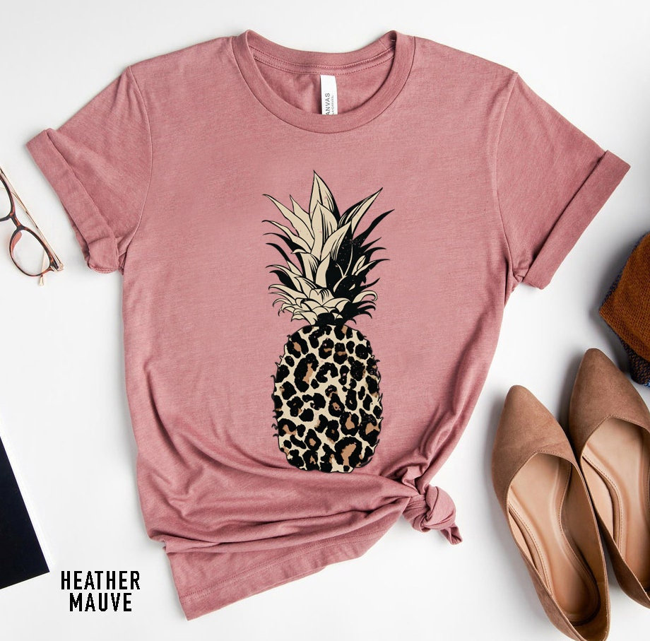 Pineapple Shirt, Leopard Shirts for Women, Foodie Shirt, Leopard Summer Shirt, Cute Pineapple T Shirt, Pineapple Lover, Gift for Her