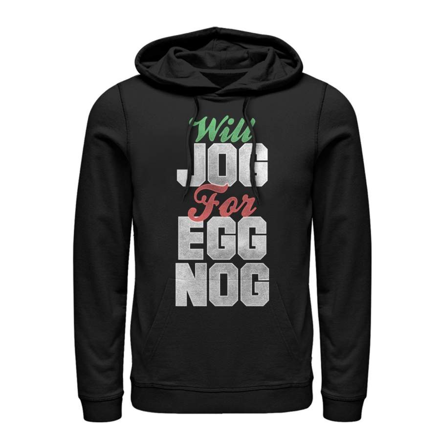 CHIN UP Women’s Christmas Jog for Egg Nog  Lightweight Hoodie Black