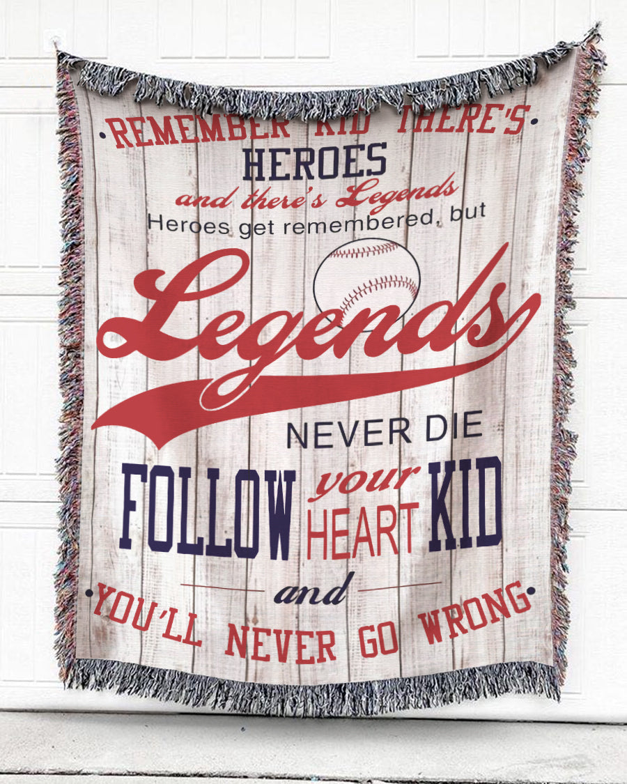 Woven Throw For Sports Lovers Birthday Gift, Legends Never Die, Cotton Blanket