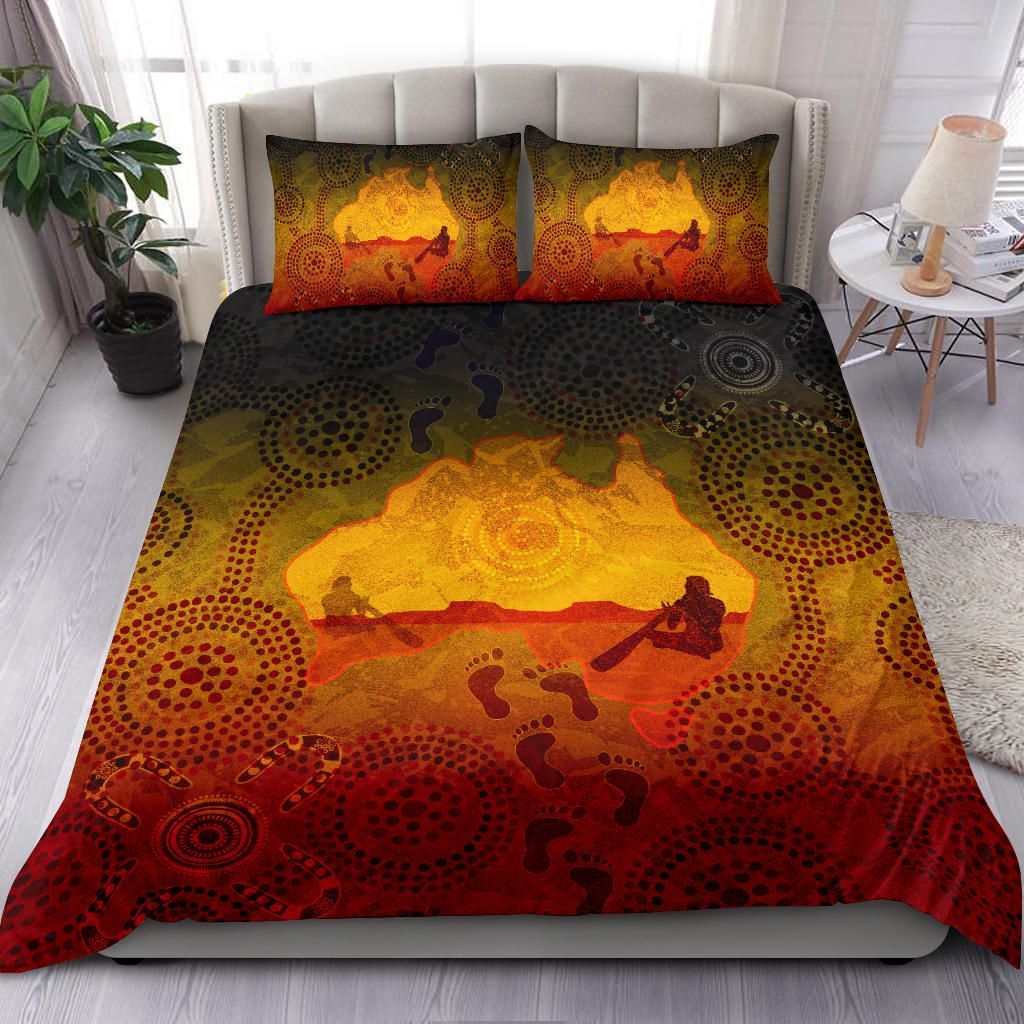 Aboriginal Art Map Didgeridoo 3D Design Print Bedding Set