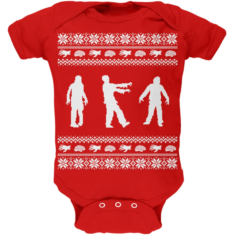 Zombie Ugly Christmas Sweater Red Soft Baby One Piece