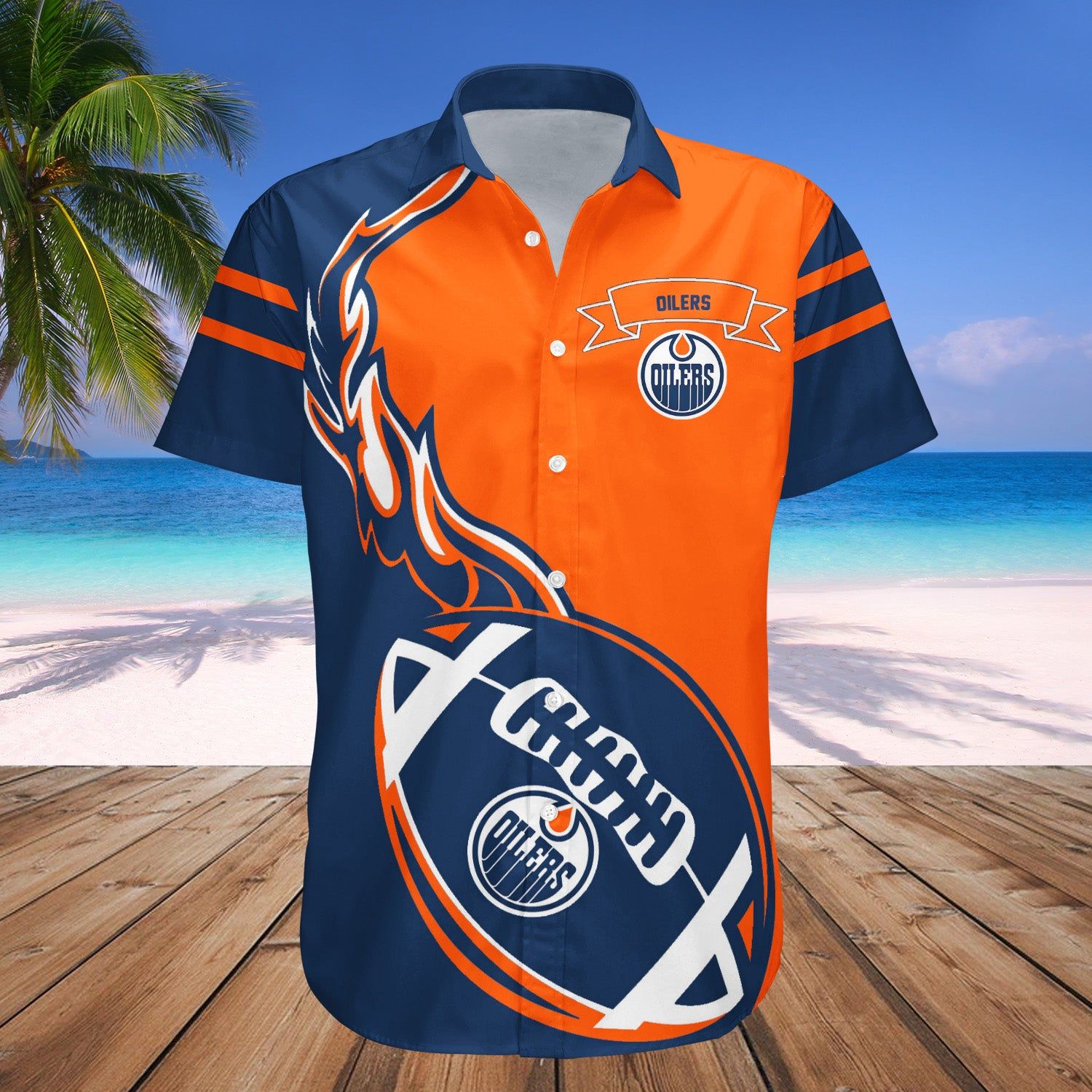 Edmonton Oilers Hawaii Shirt Flame Ball – Nhl