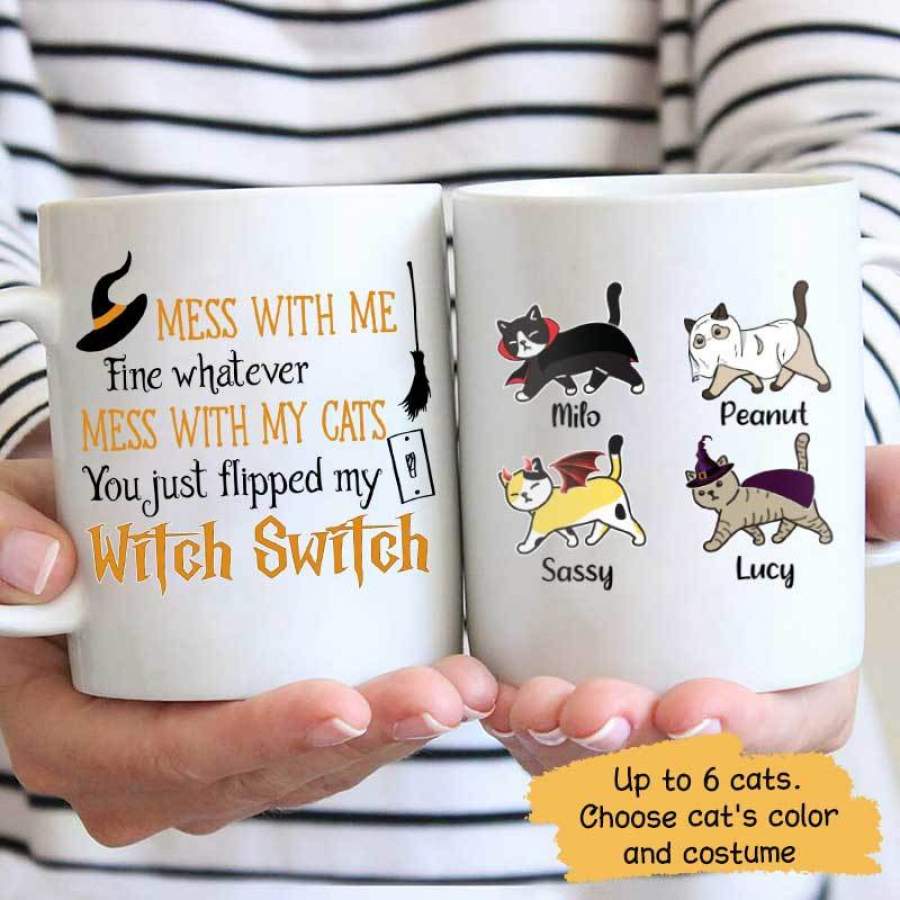 Halloween Cat Don‘t Mess With My Cat Witch Switch Personalized Mug