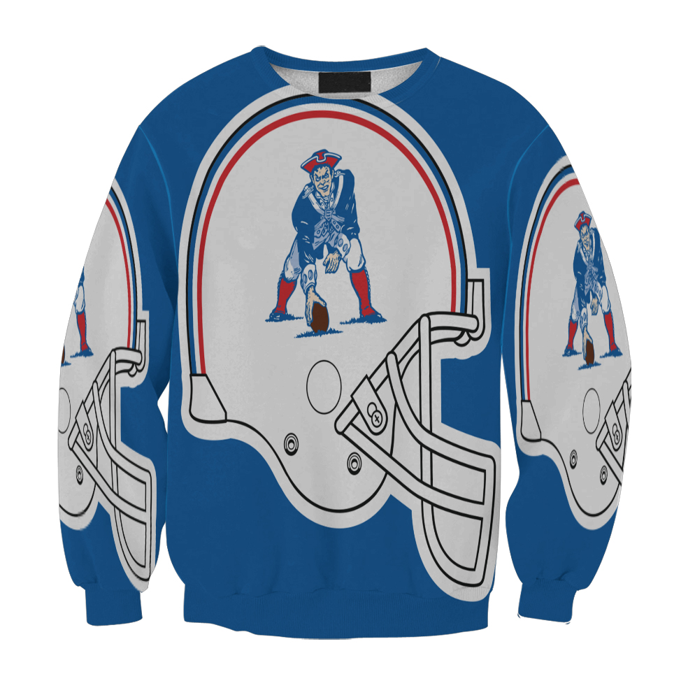 New England Patriots Pat Helmet Blue Gift For Fan 3D Full Printing Sweatshirt.