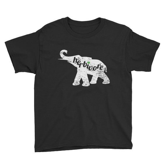 Herbivore Elephant Youth Tshirt Vegan Vegetarian Plant Based Eater Design Youth Short Sleeve T Shirt