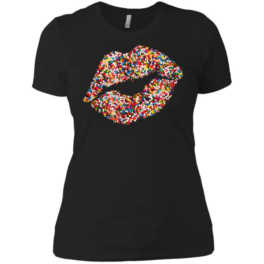 AGR Lips Shirt Candy Sprinkles Lipstick Kiss Bridesmaids Ladies T-Shirt