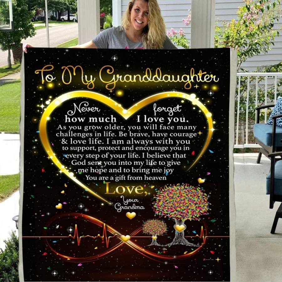 TO MY GRANDDAUGHTER NEVER FORGET HOW MUCH I LOVE YOU 3D CUSTOM SHERPA FLEECE PHOTO BLANKET FAN GIFT