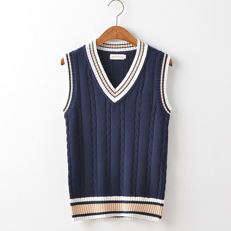 Sweater Vest Men Autumn Winter Plus Velvet V-neck Striped Big Size 5XL Oversize Mens Couples Preppy Style Students Vests Ulzzang alx