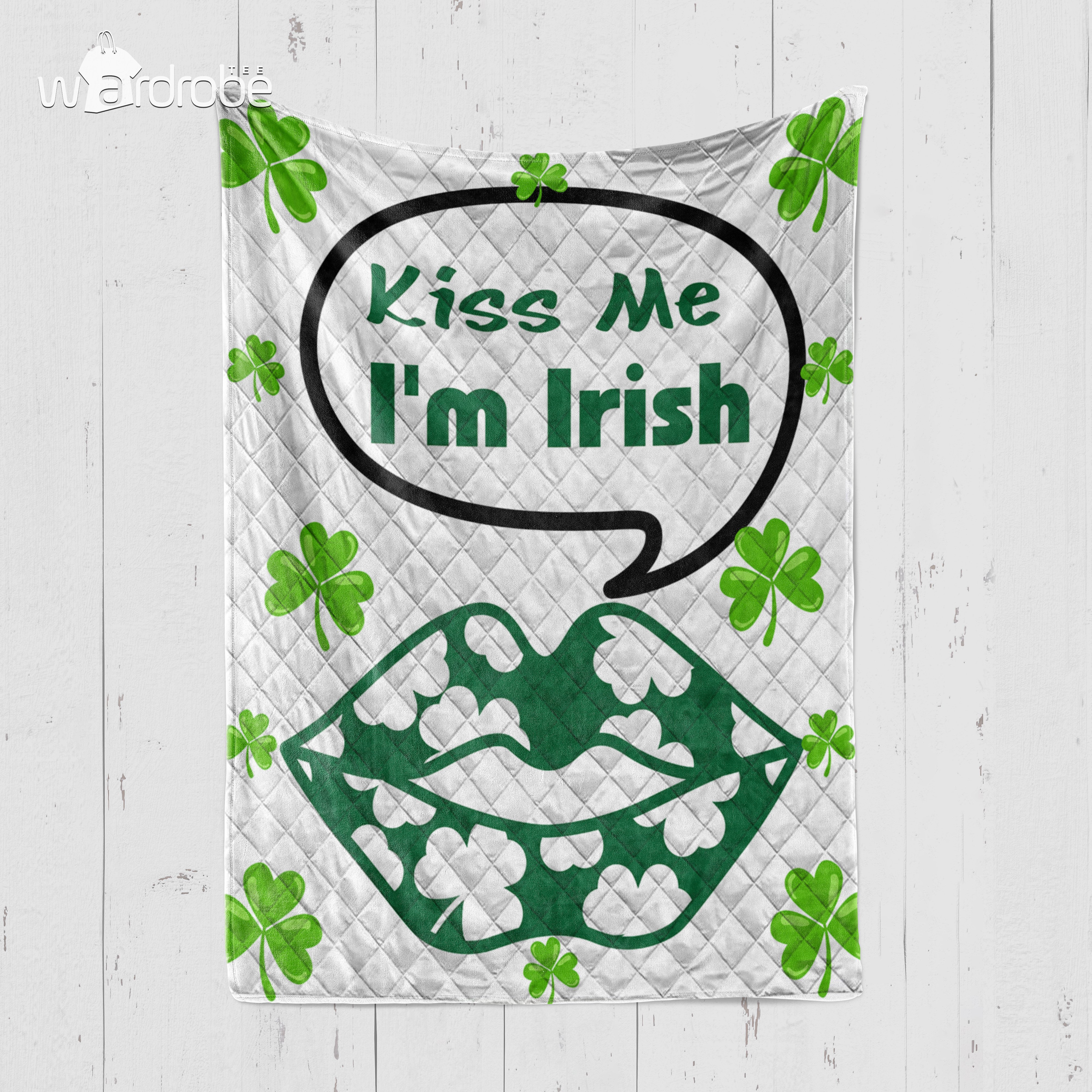 Custom Blanket Kiss Me I’m Irish – Gift For Saint Patrick’s Day – Quilt Blanket