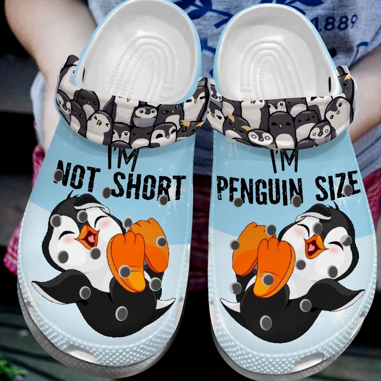 Penguin Personalized Clog, Custom Name, Text, Color, Number Fashion Style For Women, Men, Kid, Print 3D I’M Not Short