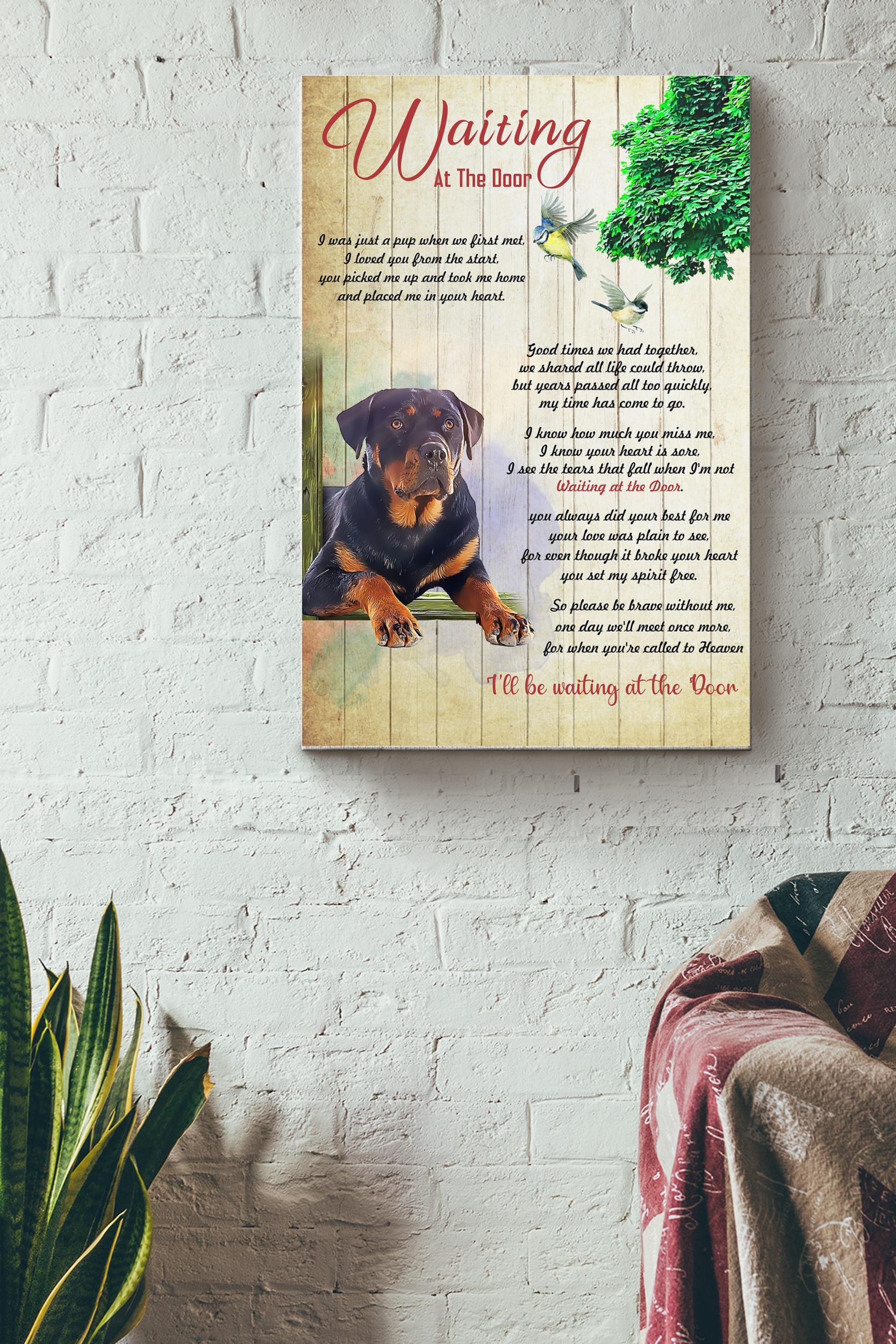 Waiting At The Door Poster – Animal Wall Art – Gift For Dog Lover Puppy Foster Dog Fan Soulmate Lover Home Decor Wrapped Canvas