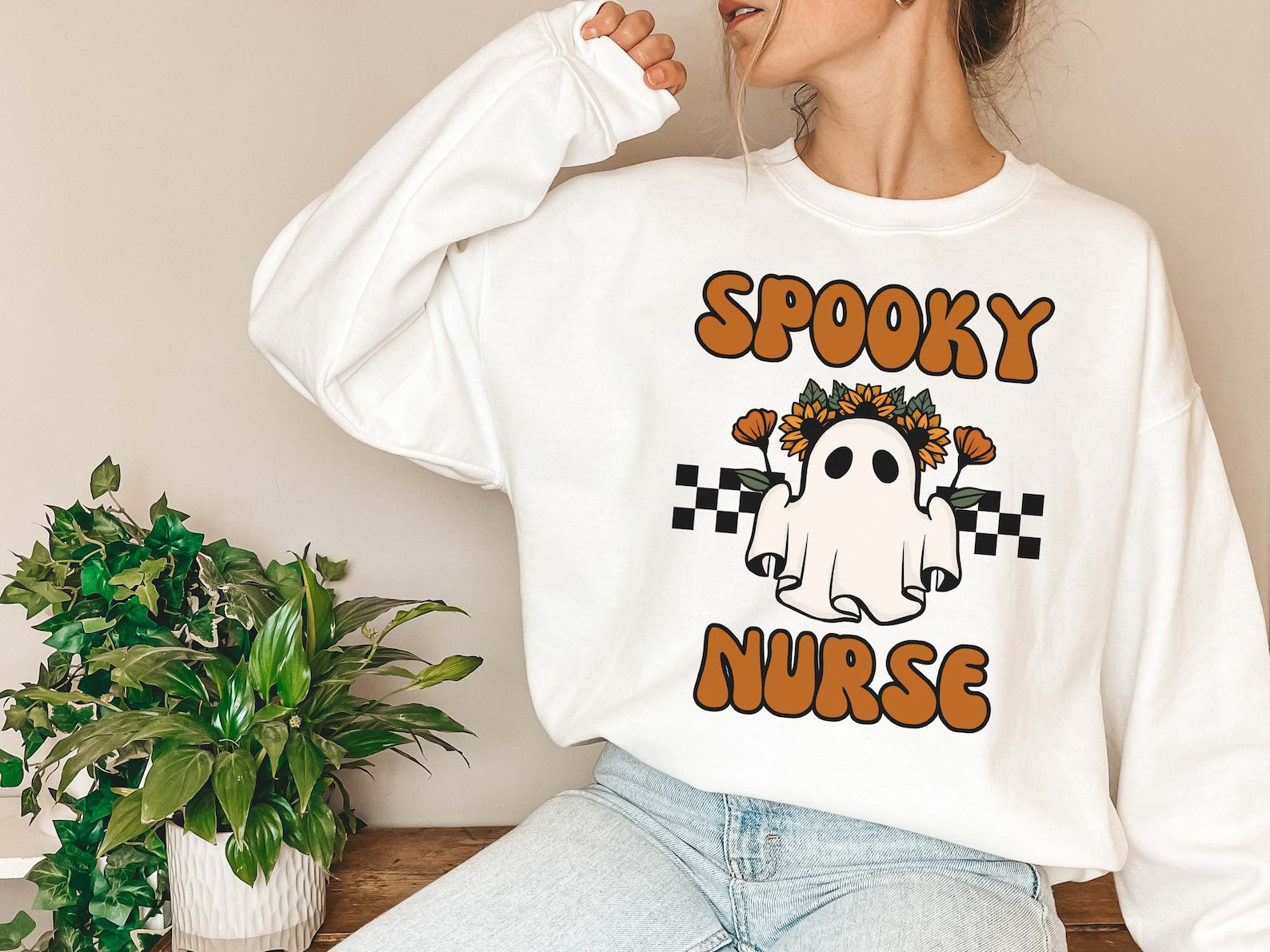 Halloween Nurse Sweatshirt 2D Crewneck Sweatshirt All Over Print Sweatshirt For Women Sweatshirt For Men