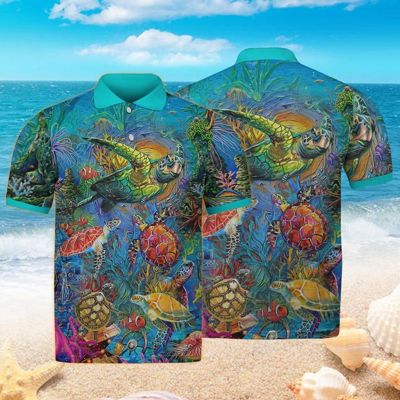 Sea Turtle Art – Marine Animals Colorful Life Polo Shirt