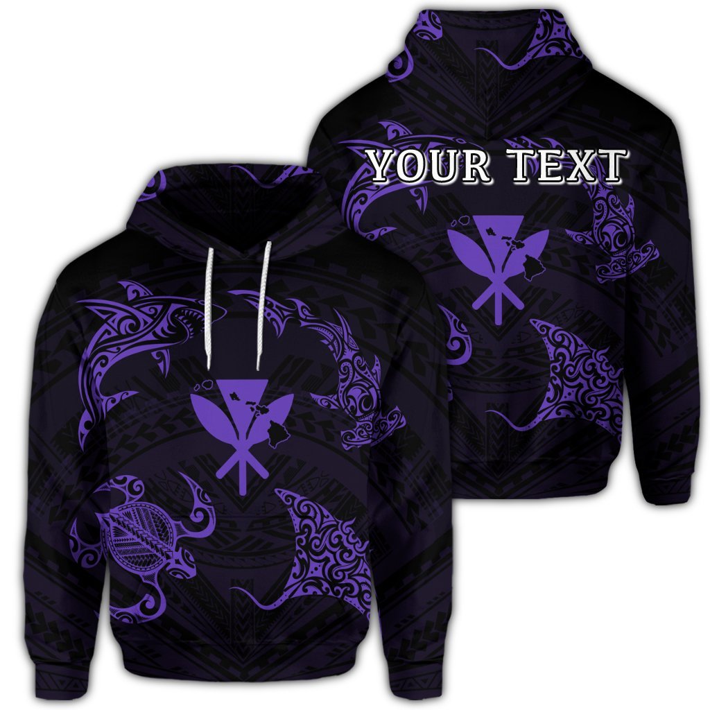 (Personalised) Polynesian Turtle Hammerhead Shark Ray Kanaka Hawaii Hoodie Circle Purple – AH – J5R