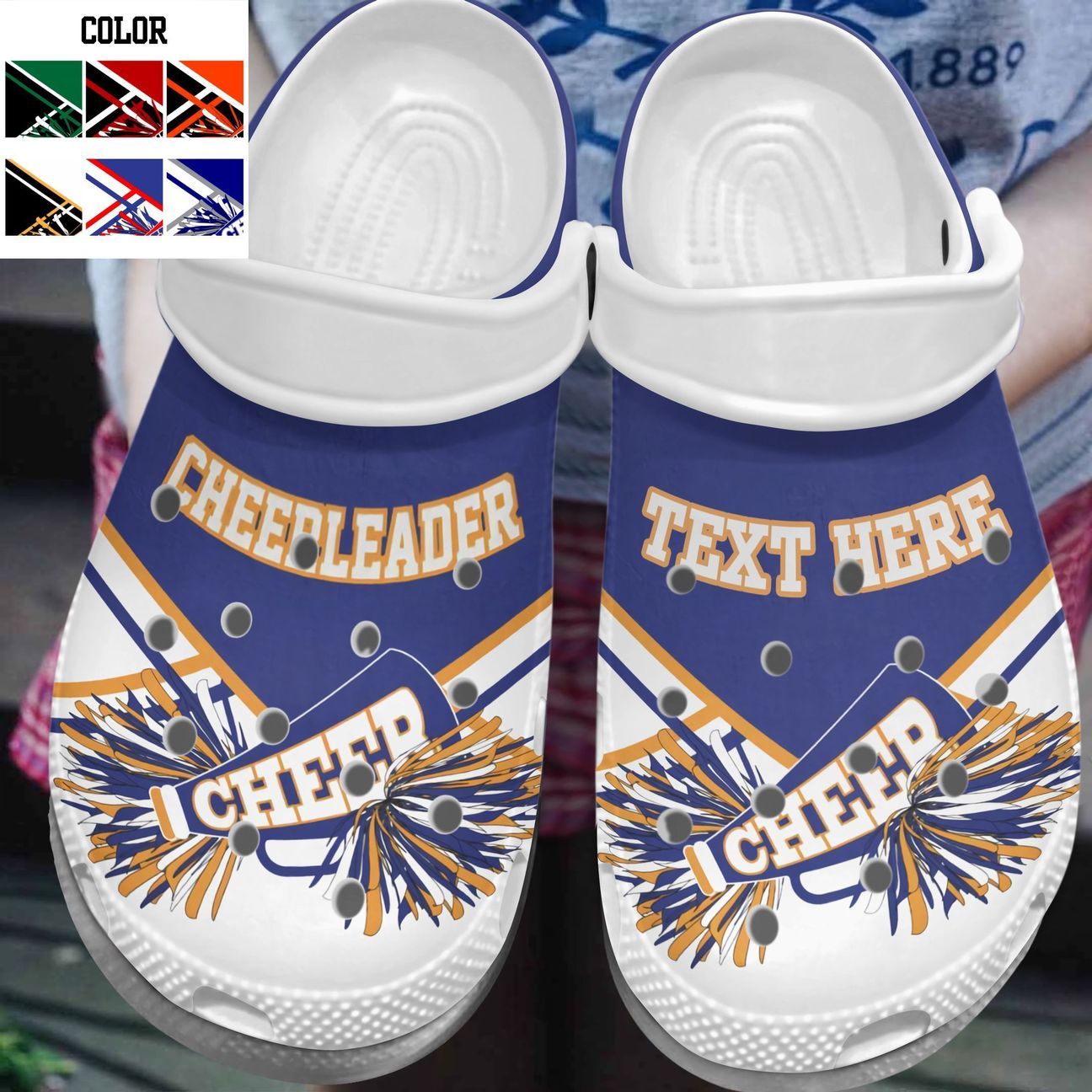 Cheerleader Personalize Clog, Custom Name, Text, Fashion Style For Women, Men, Kid, Print 3D Personalized Cheer Uniform