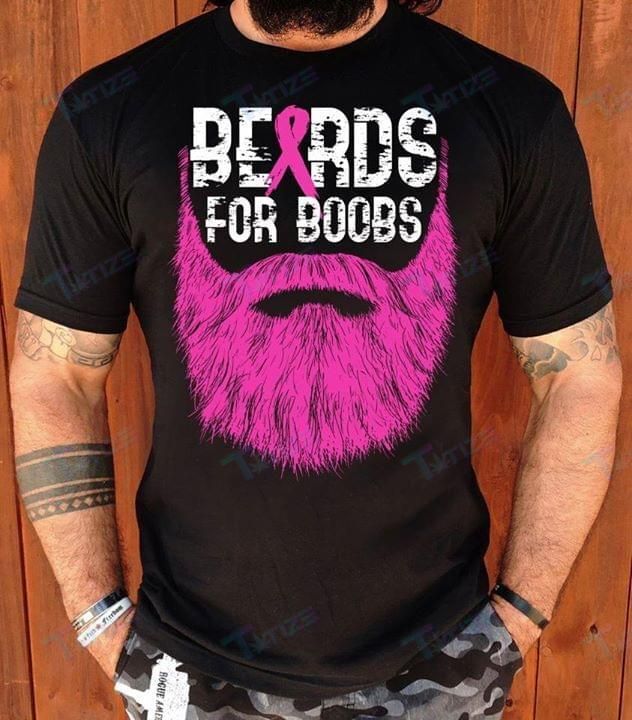 Breast Cancer Awareness Beards For Boobs Graphic Unisex T Shirt, Sweatshirt, Hoodie Size S – 5Xl