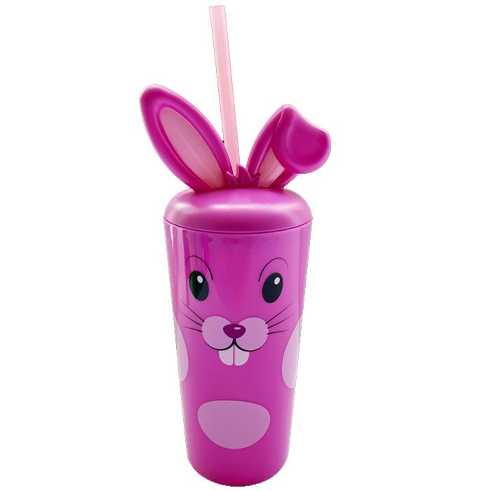 Purple Bunny Tumbler With Straw