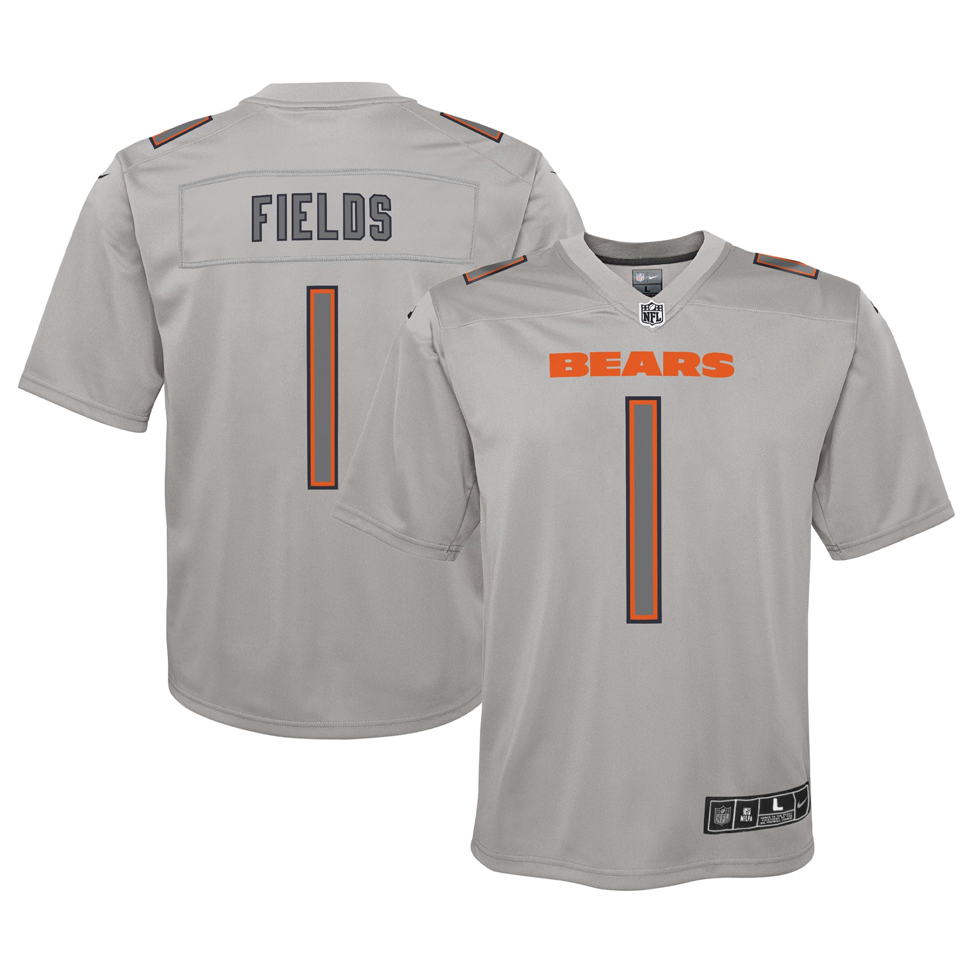 Justin Fields Chicago Bears Youth Atmosphere Game Jersey – Gray