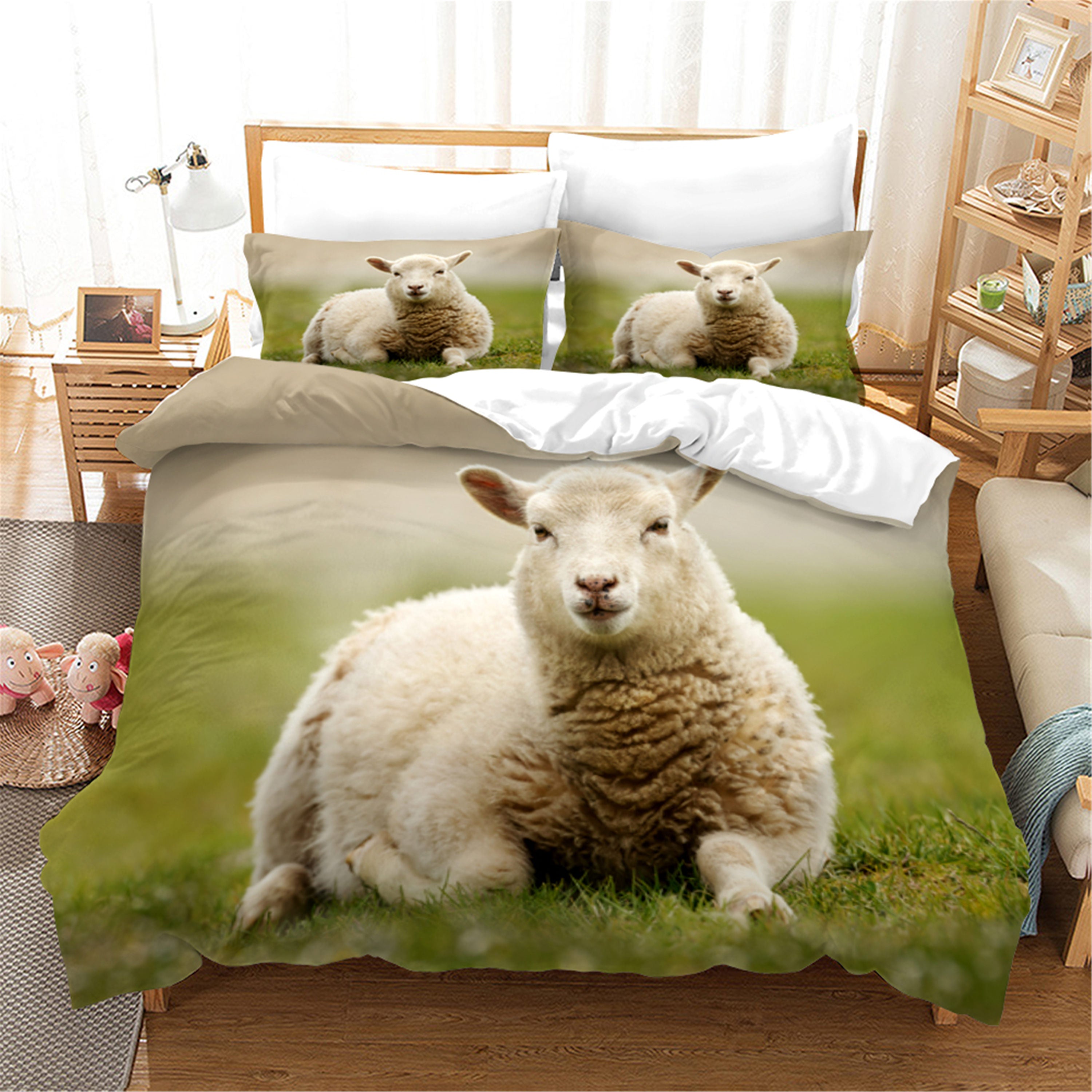 3D Animal Sheep Meadow Quilt Cover Set Bedding Set Duvet Cover Pillowcases 30