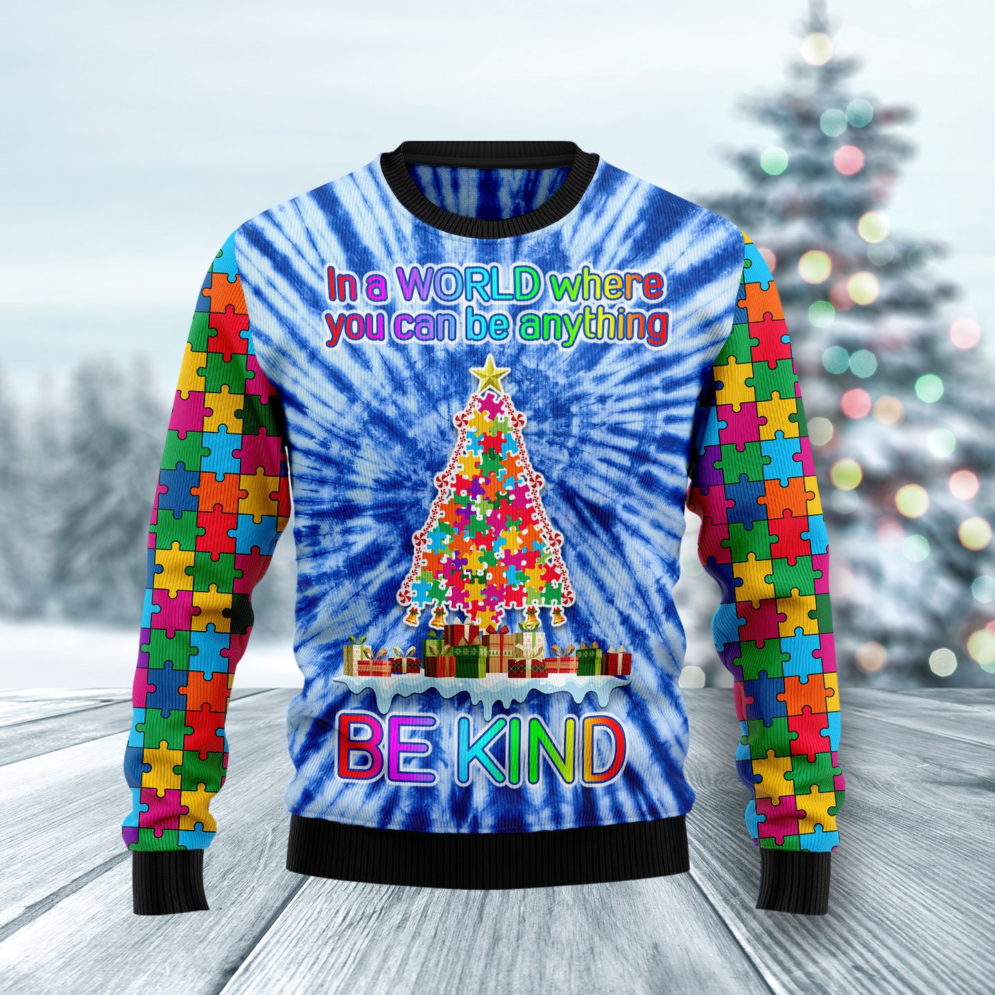 Autism Christmas Tree HZ121002 unisex womens & mens, couples matching, friends, funny family ugly christmas holiday sweater gifts (plus size available)