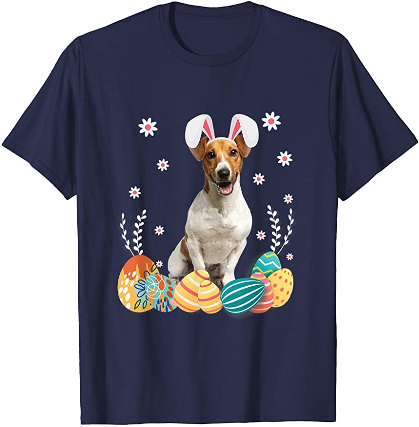 Bunny Jack Russell Terrier Eggs Easter Day Funny Easter Day T-Shirt