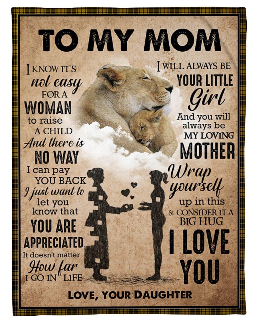 To My Mom From Daughter White Gift Lion Fleece Blanket