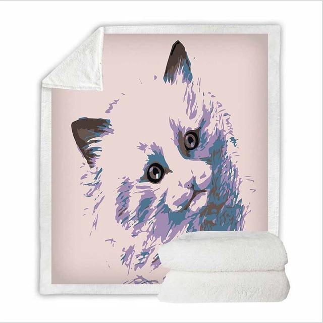 Lovely Cat Portrait Blanket,Cat Blanket,Kitten Blanket