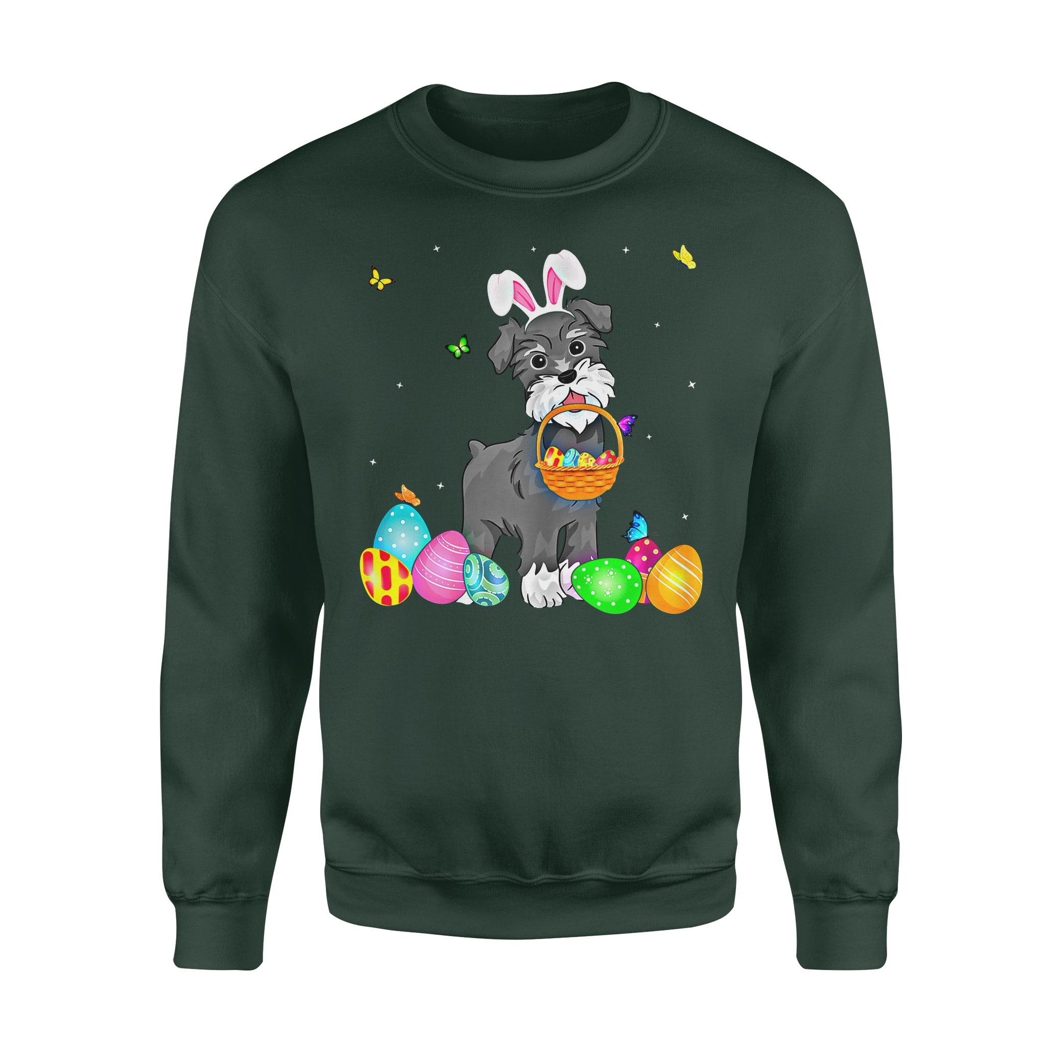 Dog gift idea Cute Bunny Schnauzer Eggs Easter Day T-shirt – Standard Fleece Sweatshirt