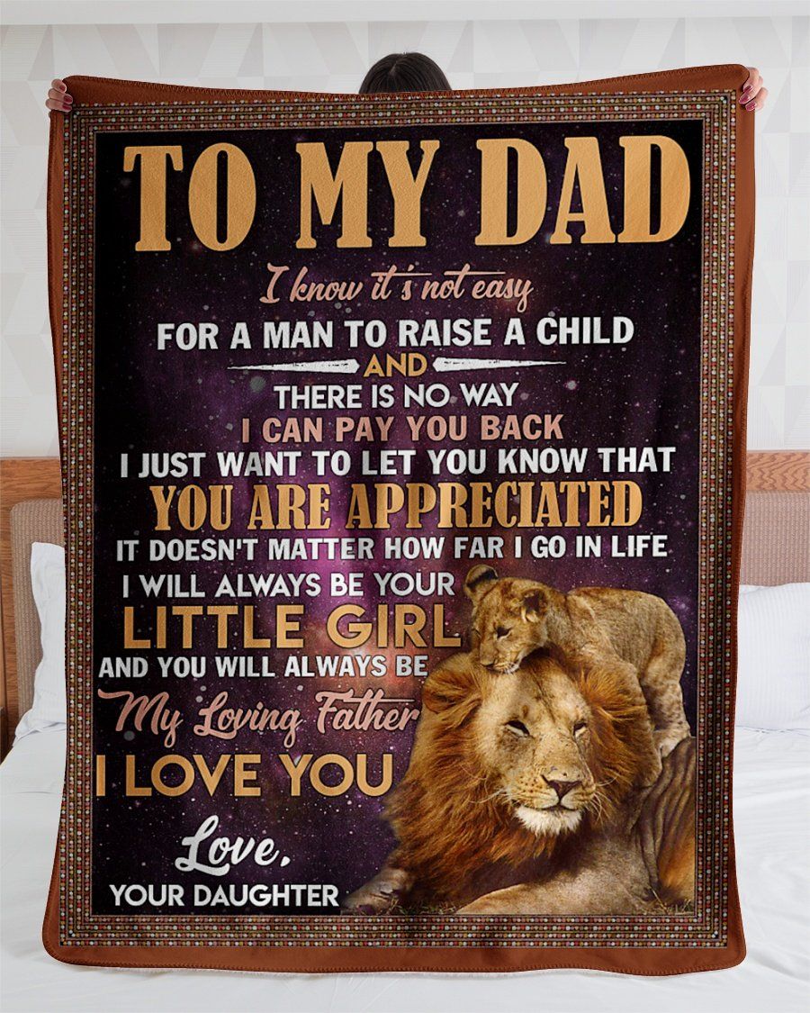 [Personalized Name] Dad Lion I Will Always Be Your Little Girl Fleece Blanket, Sherpa Blanket, Gift For Parent, Family Member, Friends Gift, Christmas Gift, Home Decor, Home Living