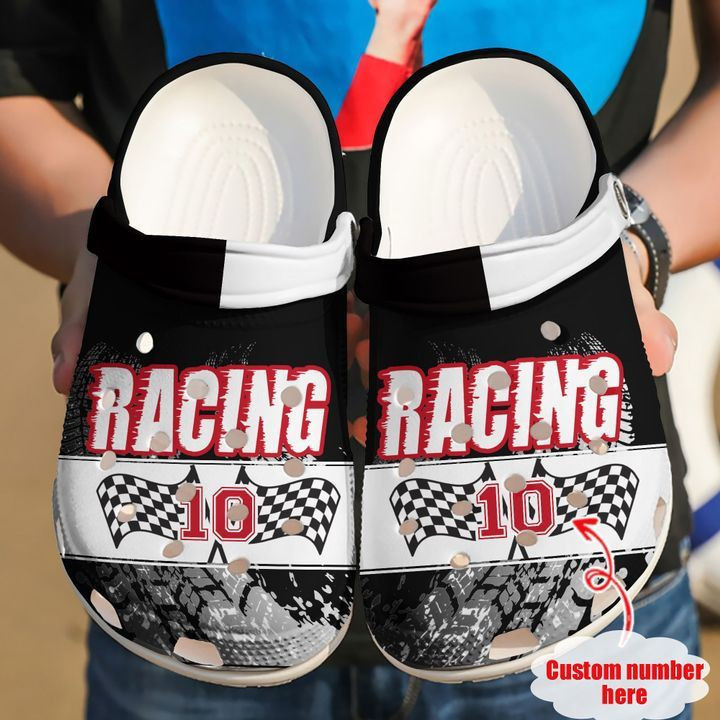 Racing Custom Number Life Black Crocs Crocband Clog Comfortable Water Shoes