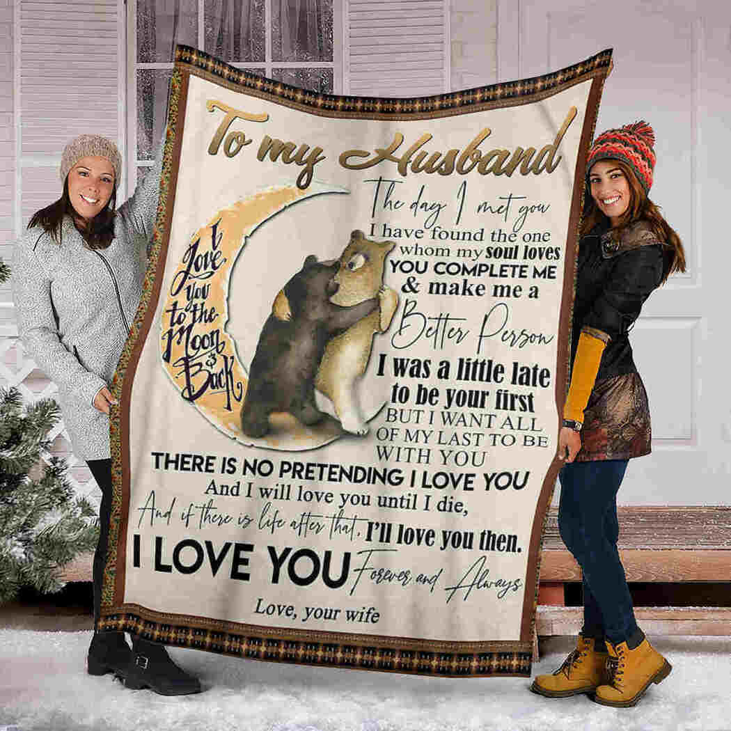 To My Husband There Is No Pretending I Love You, Bear Couple Fleece Blanket For Valentine’S Day Home Decor Bedding Couch Sofa Soft And Comfy Cozy