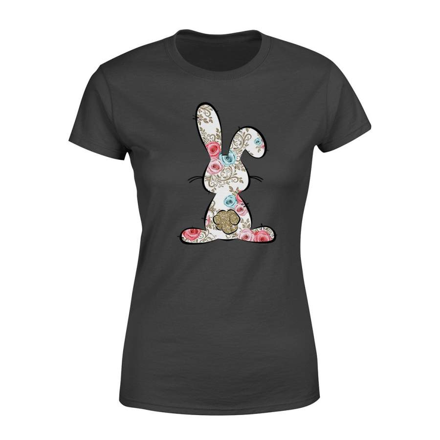 Floral Easter Bunny Raglan Shirt, Easter women t-shirt, Religious Tee, Pretty Bunny Shirt, Fancy Bunny Shirt NQS164