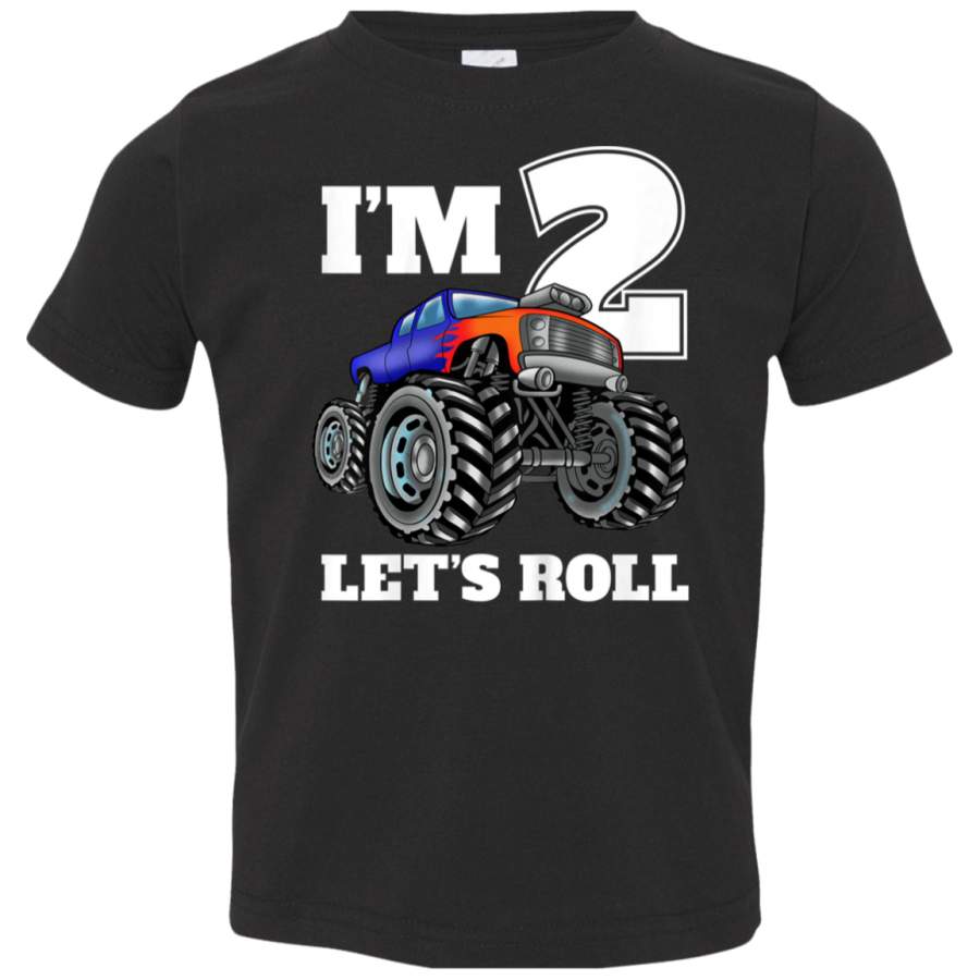 Kids Monster Truck 2nd Birthday T Shirt Boy 2 Year Old Gift Tee 3321 Rabbit Skins Toddler Jersey T-Shirt