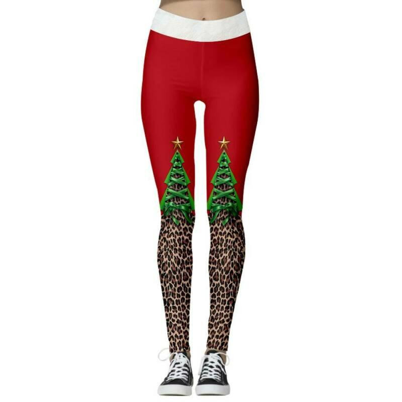 Christmas Leggings, Xmas Tree Leopard For Sports, Yoga, Workout Fitness, Women Gift