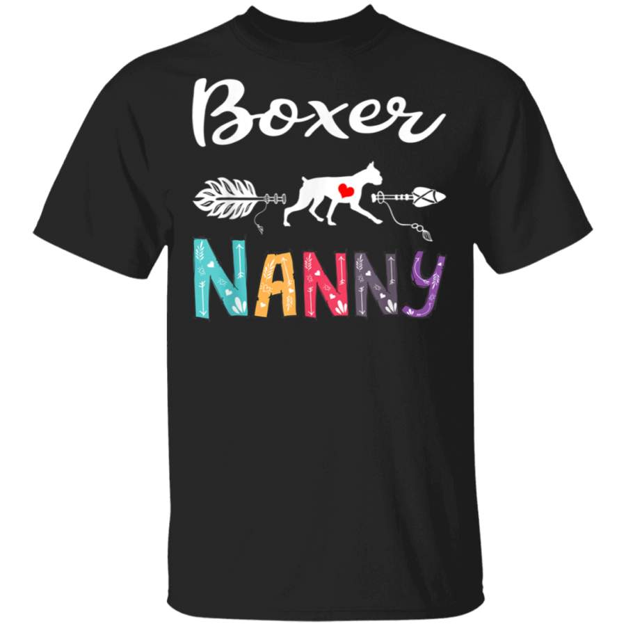 Funny Vintage Boxer Nanny Outfit Dog Mom Grandma Gifts Women Tshirt