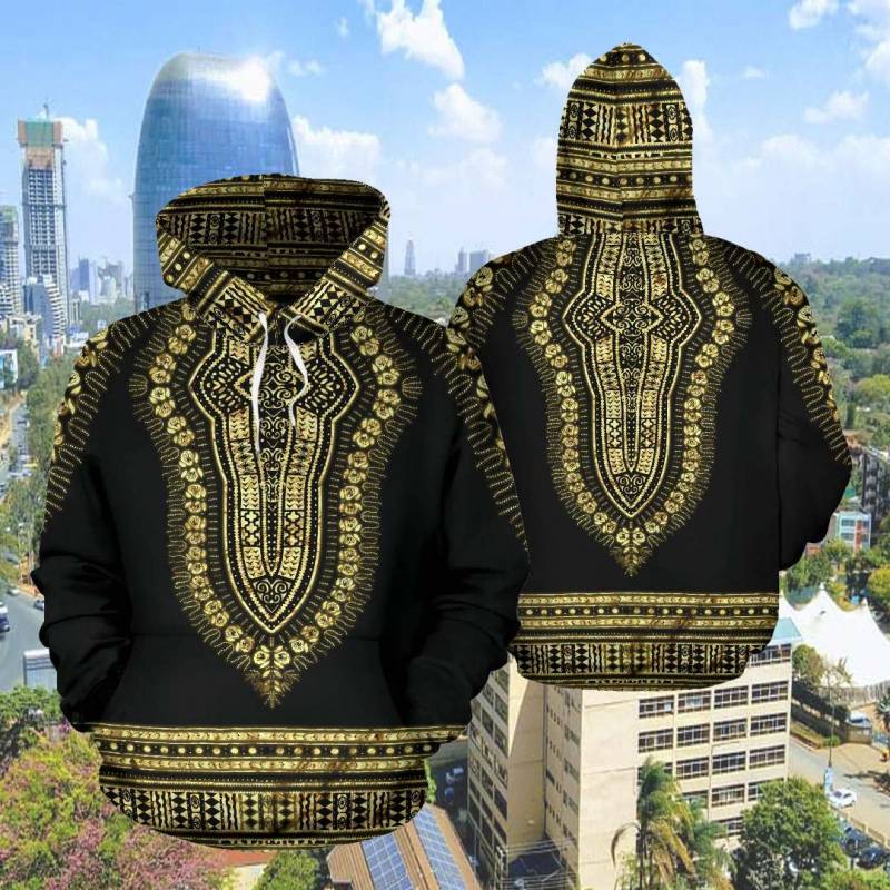 African Dashiki Golden All Over Print Hoodies