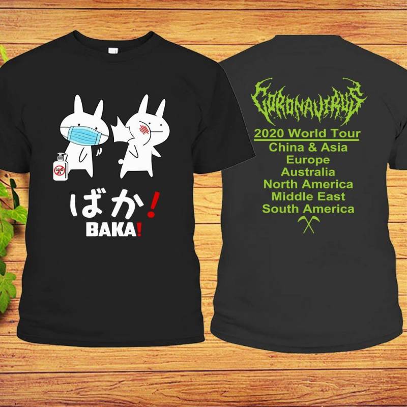 Baka Rabbit Slap Mask Covid-19 Worldwide Tour Front & Back T-shirt