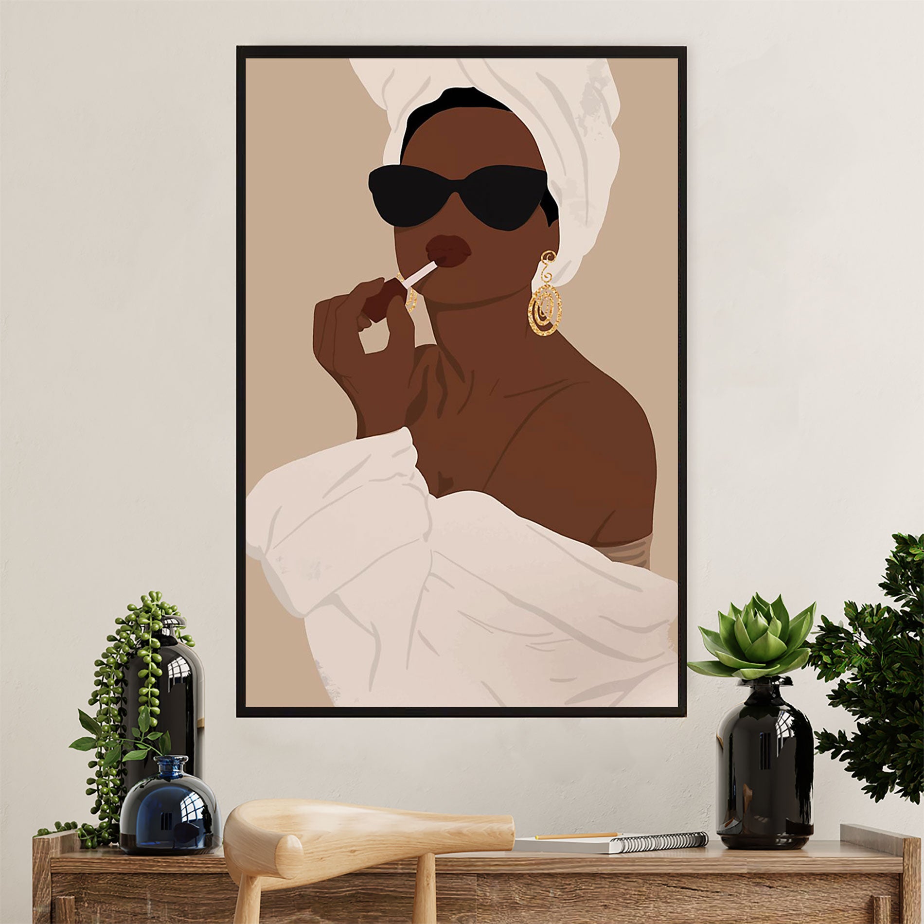 African American Afro Poster Prints | Beautiful Lady | Wall Art Gift For Black Girl