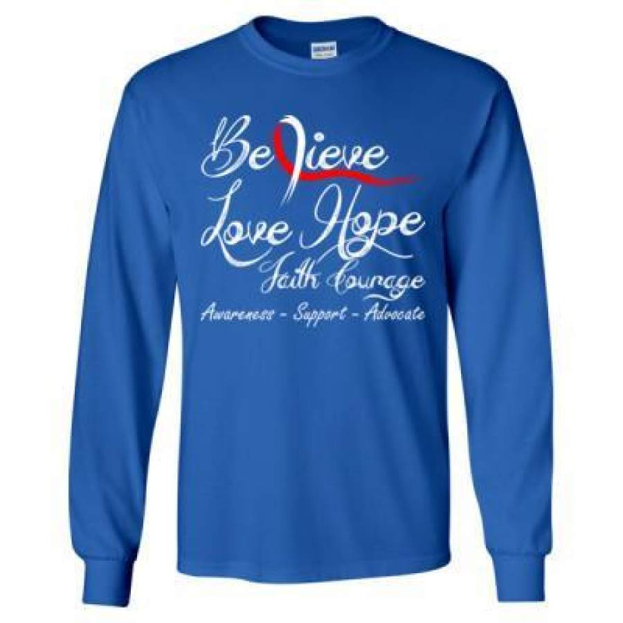 AGR Believe Love Hope Faith Courage Cancer Awareness Support – Long Sleeve T-Shirt