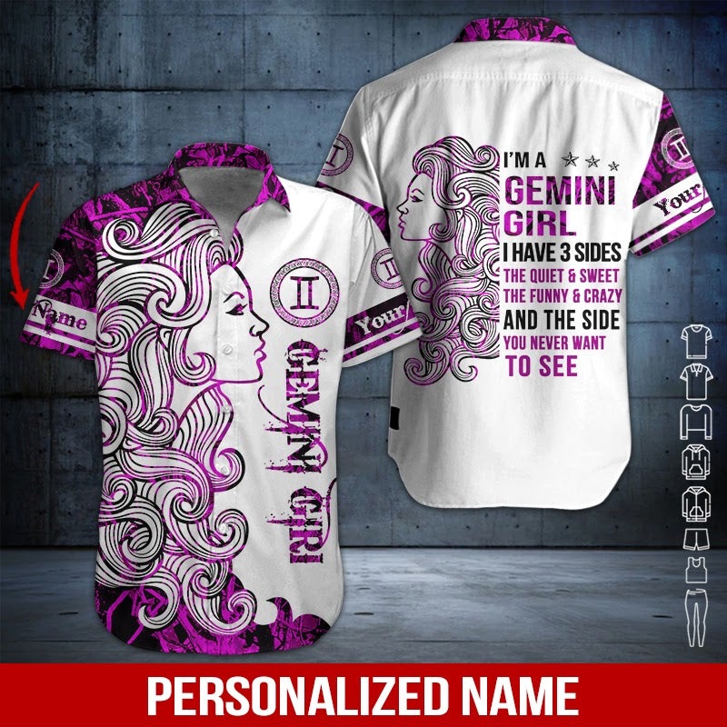 Gemini Girl Custom Name Aloha Hawaii Shirts For Men Women Ha110516