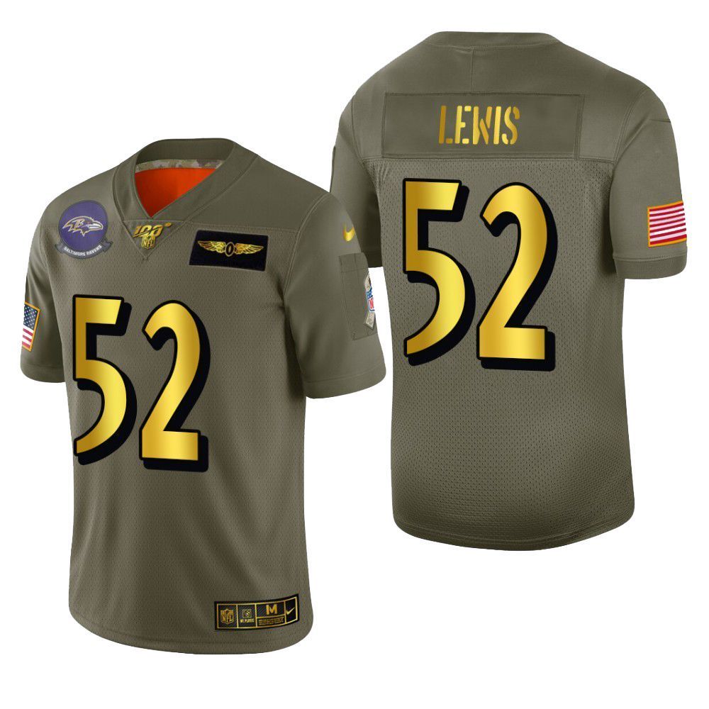 Baltimore Ravens Ray Lewis 2019 Salute To Service NFL 100 Mens Jersey Metallic