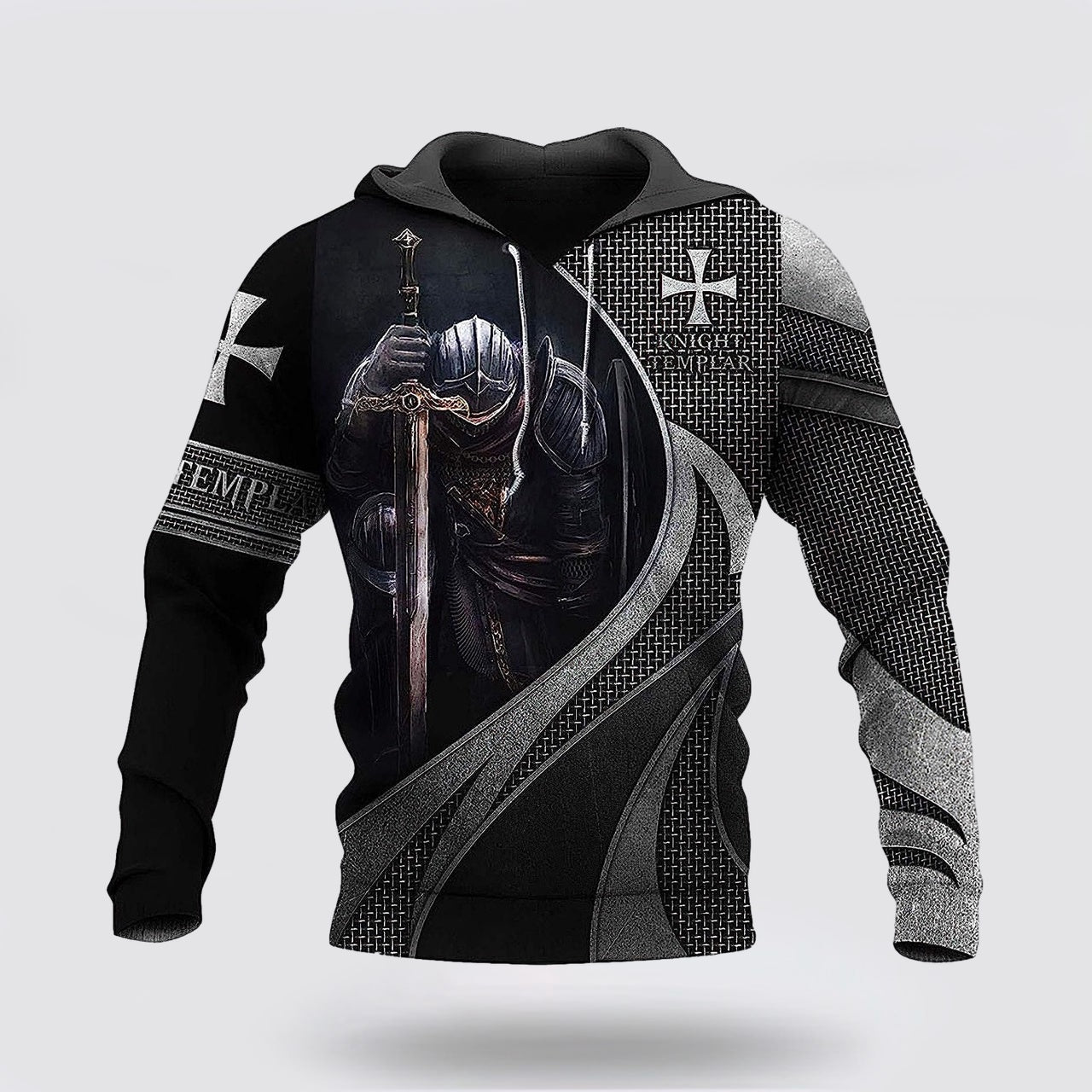 Knight Templar Warrior Cross 3D Hoodies For Women Men  Christian Apparel Hoodies
