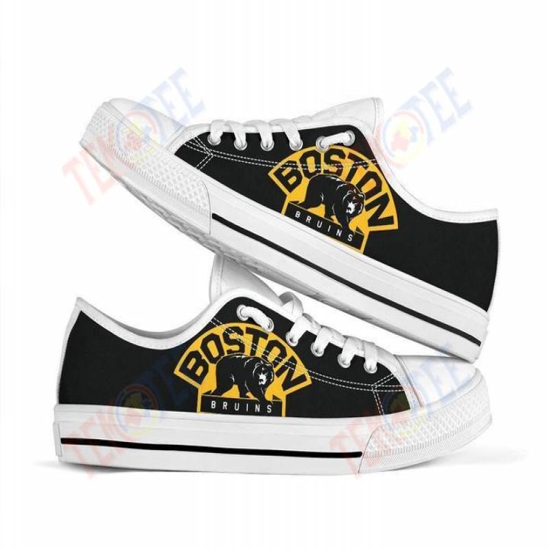 Mens Womens Boston Bruins Black Sole Low Top Shoes Custom Print Footwear Converse Sneakers TMT504