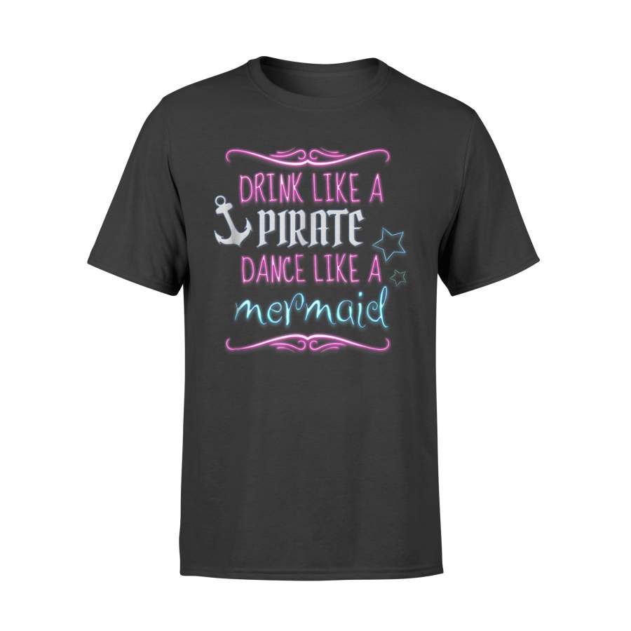 Drink Like A Pirate Dance Like A Mermaid Cute Gift Hawaiian Mama Penguin Luau For Women T-Shirt